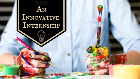 Person painting with paint with text: "An Innovative Internship"